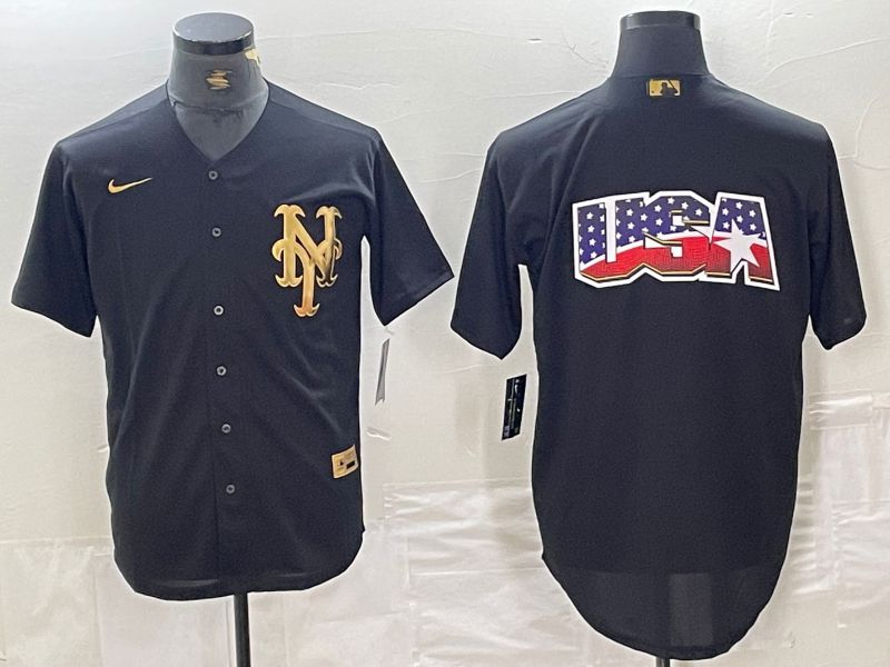 Men New York Mets Blank Black gold 4 th generation Nike 2024 MLB Jersey style 2